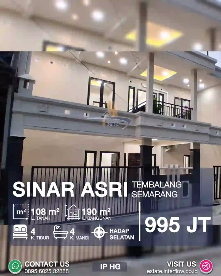 Dijual Rumah 2 Lantai di Sinar Asri Tembalang Semarang, 4 KT 4 KM